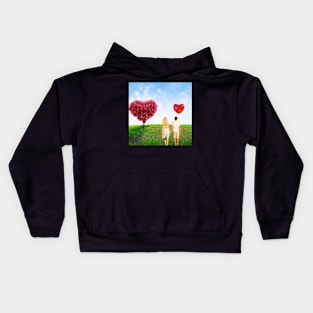 Valentine Wall Art - Walking hand in hand - Unique Valentine Fantasy Planet Landsape - Photo print, canvas, artboard print, Canvas Print and T shirt Kids Hoodie